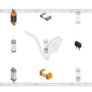 Набор различных предохранителей в 3D, - изображение в формате EPS