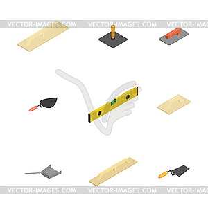 Set of 3d icons plastering tools,  - vector clipart