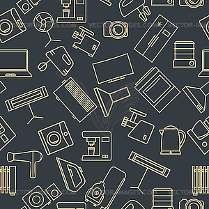 Seamless pattern of set of household appliances - vector image