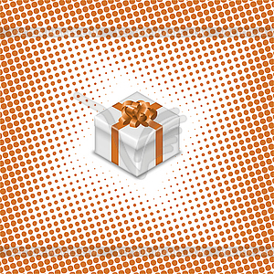 Gift box on halftone background,  - vector image