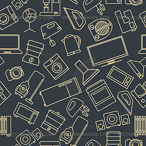 Seamless pattern of set of household appliances - vector clip art