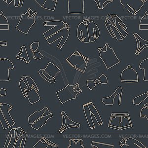 Seamless pattern of set of clothes icons,  - vector image