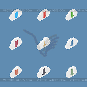 Flat icons clouds isometric,  - vector image