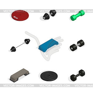 Set of sports equipment items,  - vector image