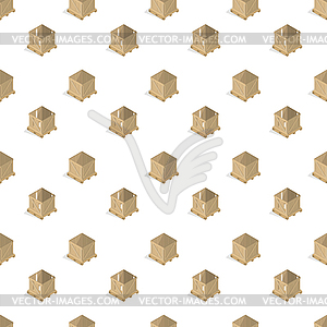 Seamless background of set of wooden boxes,  - vector image