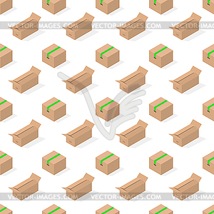 Seamless background of set of cardboard boxes,  - vector clipart / vector image