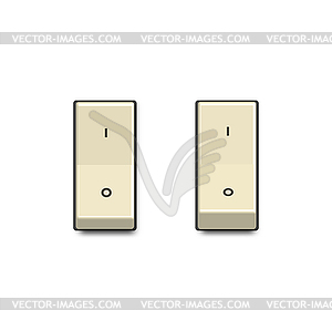 Set of realistic toggle switches in on and off - color vector clipart