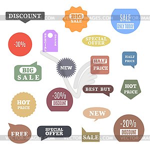 Set of colored label of discount and sale, - vector image