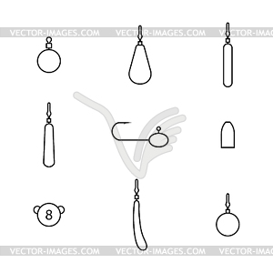 Set of different fishing sinkers,  - vector image