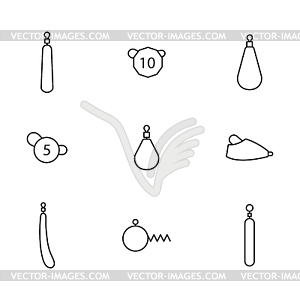 Set of different fishing sinkers,  - vector clipart