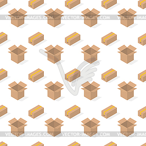 Seamless background of set of cardboard boxes, - vector clipart