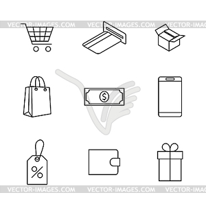 Set of finance and shopping icons,  - vector image