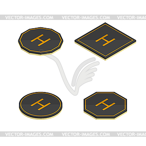 3D helipad icons set,  - vector image