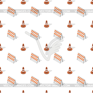 Seamless background of set of signs road repairs, - vector clipart