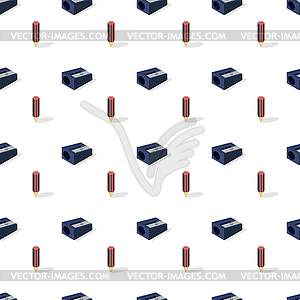 Seamless background of set of office supplies,  - vector clipart