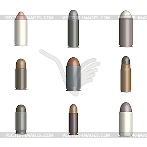 Set of gun cartridges with bullet,  - vector clip art