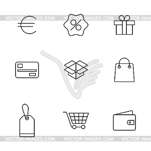 Набор финансов и торговых иконок, - векторизованное изображение клипарта
