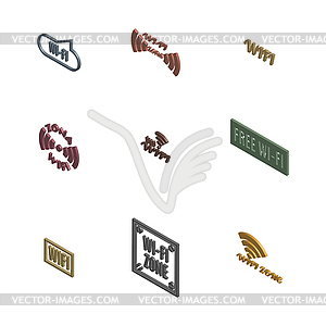 Set of 3D wireless icons,  - vector clip art