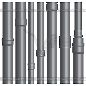 Набор различных пластиковых труб с соединителями, - изображение векторного клипарта