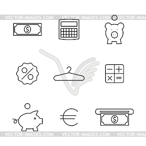 Set of finance and shopping icons,  - vector clipart