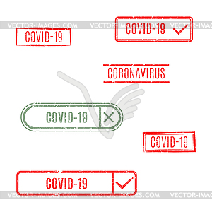 Набор коронавирусных марок, - рисунок в векторном формате