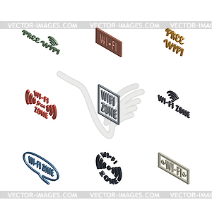 Set of 3D wireless icons,  - vector clipart