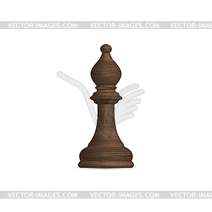 Wooden black chess piece bishop, - vector image