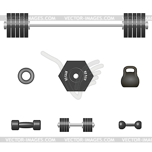 Set of 3D sports equipment items,  - vector clipart / vector image