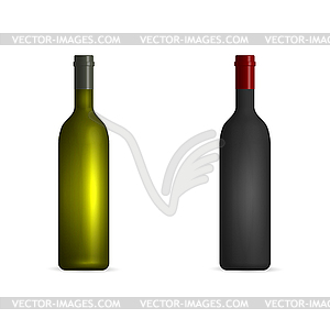 Bottles of red and white wine,  - vector clipart