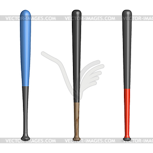 Set of wooden and plastic baseball bats,  - vector clipart