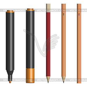 Set of text markers and pencils ,  - vector clipart
