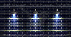 Brick wall with lights,  - vector image