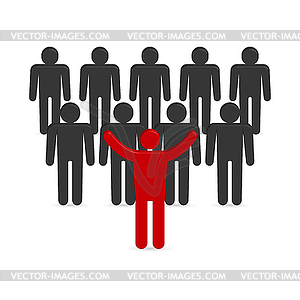 Set of 3D stick figures with team leader,  - vector EPS clipart