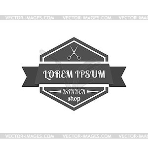 Grey emblem for barber shop,  - vector image