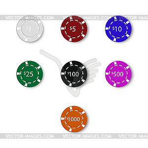 Set of 3D casino chips,  - vector image