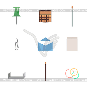 Set of icons office and school,  - vector clipart