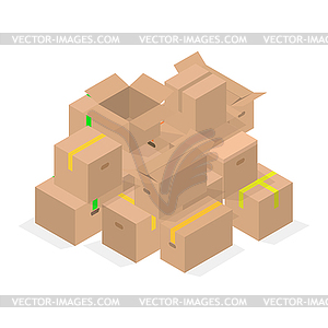 Bunch of 3D cardboard boxes,  - vector image