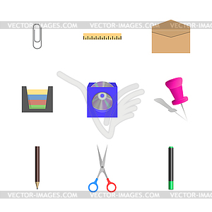 Set of icons office and school,  - royalty-free vector clipart