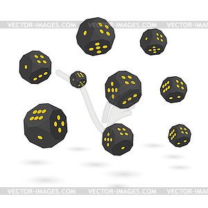 Set of black 3d dices, - stock vector clipart