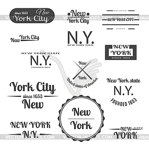 Set of grey emblem for New York City,  - vector image