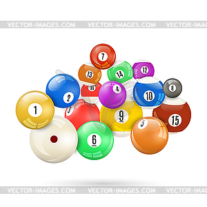 Set of glossy balls for snooker,  - vector image