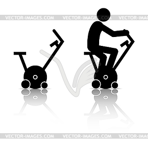 Stick figure with exercise bike. Lifestyle concept,  - vector clip art