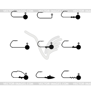 Set of different jig heads,  - vector clipart