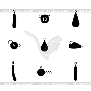 Set of different fishing sinkers,  - vector EPS clipart