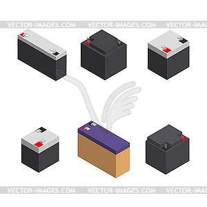 Set of different rechargeable batteries, 3D  - vector clip art