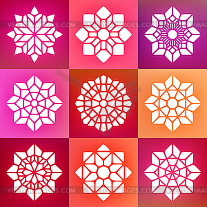 Set of Nine Decorative Mandala Ornaments - vector image