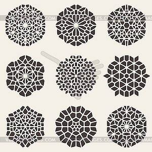 Набор из девяти Черный Декоративные Mandala украшения - изображение в векторе / векторный клипарт