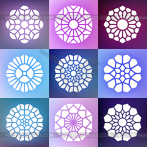 Set of Nine Mandala Decorative Ornaments - vector image