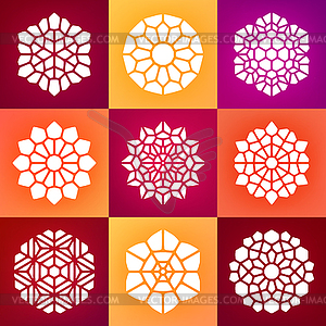 Set of Nine Mandala Ornaments - vector clipart