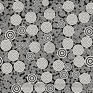 BW Concentric Circles Mosaic Jumble Seamless Pattern - vector clip art